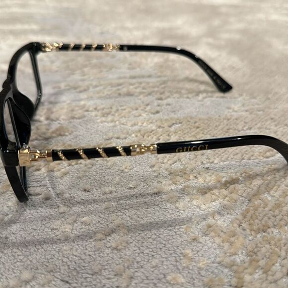 Gucci Core Optical Frame black  plastic frames with gold accents EUC 8059 52 - Picture 3 of 14